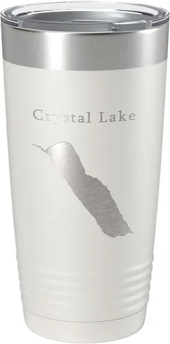 Vista 19 de Crystal Lake Map Tumbler Travel Mug Insulated Laser Engraved Coffee Cup Vermont 20 oz Black