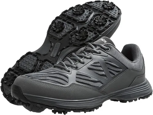 Vista 3 de THESTRON - Zapatos de golf para hombre con malla transpirable, zapatillas deportivas para caminar, 7 tacos, entrenadores de golf Negro
