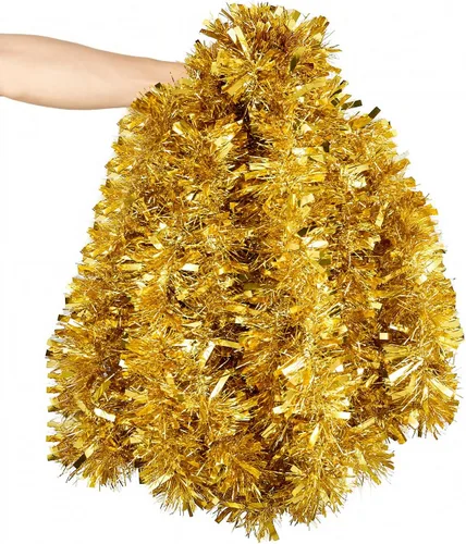 Vista 16 de Guirnalda de oropel de Navidad de 15,2 m, guirnalda metálica gruesa verde oscuro con diseño de torsión para árbol de Navidad, decoraciones