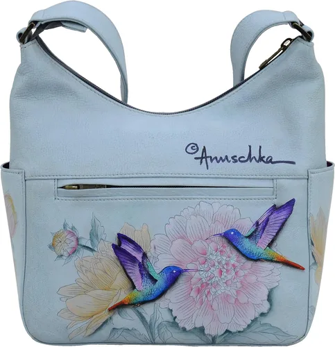 Vista 2 de Anuschka Bolso de mano de cuero genuino para mujer Hobo clásico con bolsillo lateral