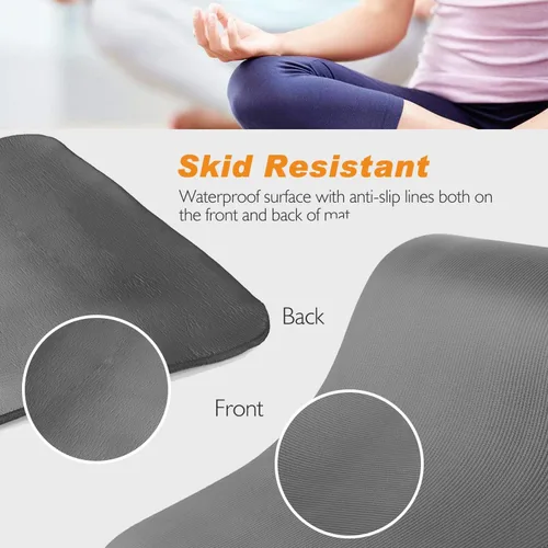 Vista 3 de LOKATSE Home - Tapete de yoga grueso multiusos con correa de transporte de alta densidad Gris