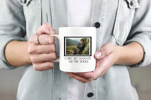 Vista 2 de BALOR Taza de café con texto en inglés "I Like My Scotch On The Rocks", regalo para amigos, compañeros de trabajo, mamá o papá