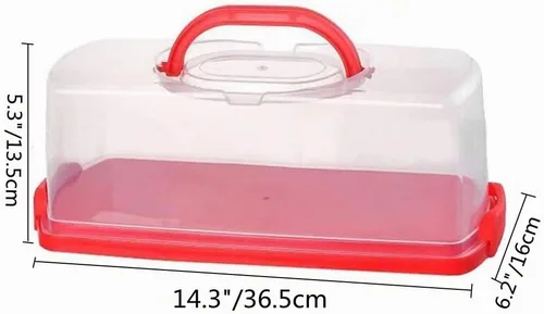 Vista 2 de Paquete de 2 recipientes rectangulares de plástico para almacenamiento de pasteles, panera para transportar y almacenar pan de plátano, pan