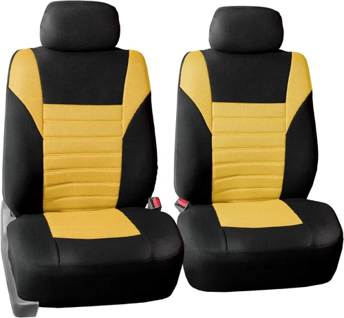 Vista 10 de TLH - Fundas de asiento de tela de malla de aire 3D color beige, ajuste universal para coches, camiones, SUV - Solo para asientos delanteros