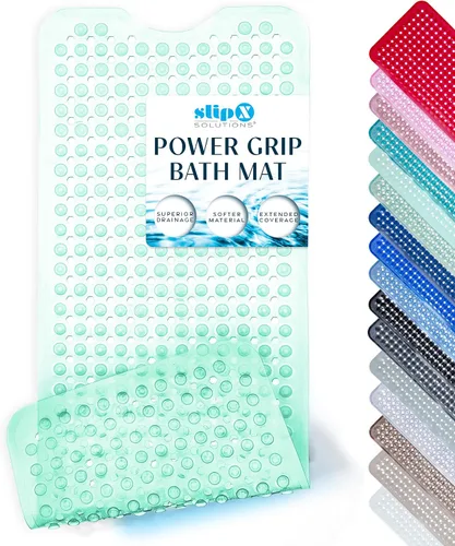 Vista 16 de SlipX Solutions - Tapete extralargo y de fuerte agarre para tina y ducha, para adultos mayores y niños, 39x16 pulgadas, antideslizante, agujeros