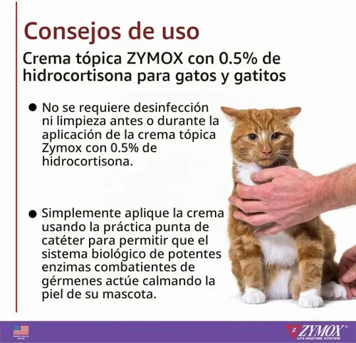 Vista 5 de Zymox Crema tópica para gatos y gatitos con hidrocortisona 0.5% - Tubo de 1 oz