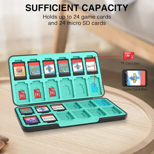 Vista 2 de THELIFELICIOUS Funda para tarjetas de juego Switch para Nintendo SwitchSwitch OLEDSwitch Lite, soporte para tarjetas de juegos con 24 ranuras