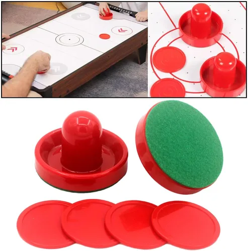 Vista 5 de Air Hockey Pushers and Air Hockey Pucks, Air Hockey Table Game Replacement Accessories, 2 Red Pushers