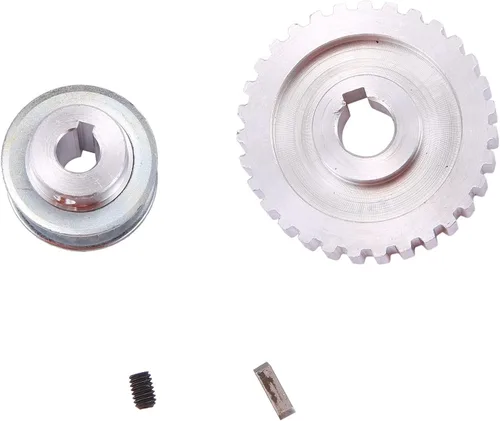 Vista 8 de 2 piezas de polea sincrónica de metal, rueda de transmisión de correa de motor S Cj0618, mini engranajes de torno de metal, engranajes de máquina