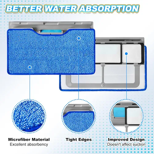 Vista 4 de KEEPOW Recambios de paños de fregona reutilizables Compatibles con Shark VACMOP VM252 VM200 VM401 VM180 VM252GN VC205 VM250 Aspiradora sin cable