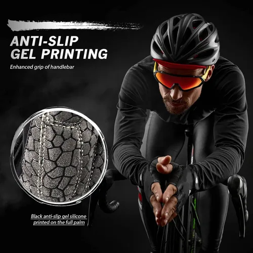 Vista 5 de HTZPLOO Guantes de ciclismo, guantes de ciclismo, guantes de bicicleta para hombres y mujeres, con almohadilla antideslizante que absorbe
