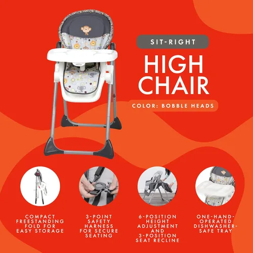 Vista 3 de Baby Trend Silla alta Sit-Right, cabezas bobble