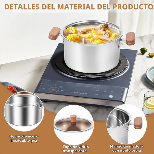 Vista 5 de Olla de vapor de acero inoxidable de 2 niveles con inserto de vapor y cesta