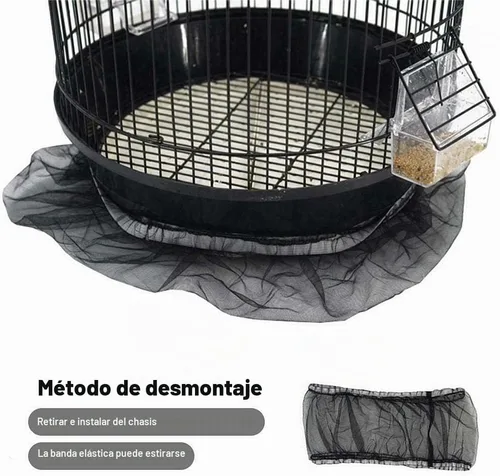 Vista 4 de Jaula Universal para Pájaros con Protector de Semillas, Protector de Malla de Nylon para Captura de Semillas, Protector de Malla de Nylon
