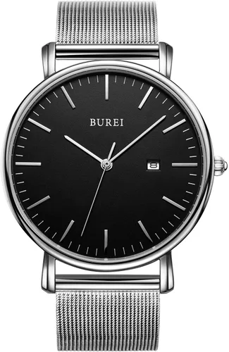 Vista 19 de BUREI Relojes de pulsera para hombre, relojes minimalistas de moda, analógicos de cuarzo, impermeables para hombres