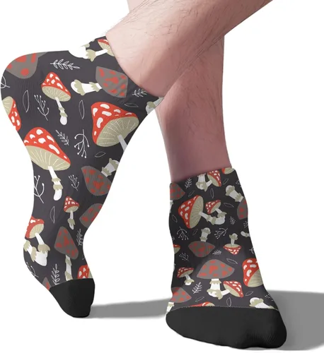 Vista 9 de devor Crew Socks Short for Men's Socks Short Socks Trendy Mushrooms Funny Mushrooms Magic Mushrooms Plant Forest Sock