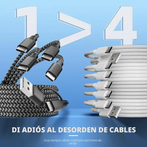 Vista 3 de Cable de carga múltiple USB C Splitter 1 paquete, cable de carga USB A/C a USB C, cable de carga dual tipo C, cable de carga múltiple 4 en 2 con 4