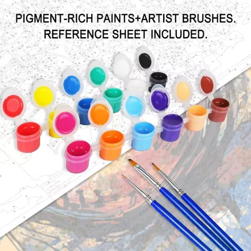 Vista 7 de Kits de pintura romántica por números para parejas con pinceles y pigmento acrílico sobre lienzo para adultos, niños y niñas bajo un paraguas