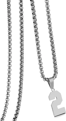 Vista 121 de Collar de Número Dorado para Hombre, Cadena de Acero Inoxidable con Colgante de Número para Atletas, Joyería Deportiva Personalizada para Niños