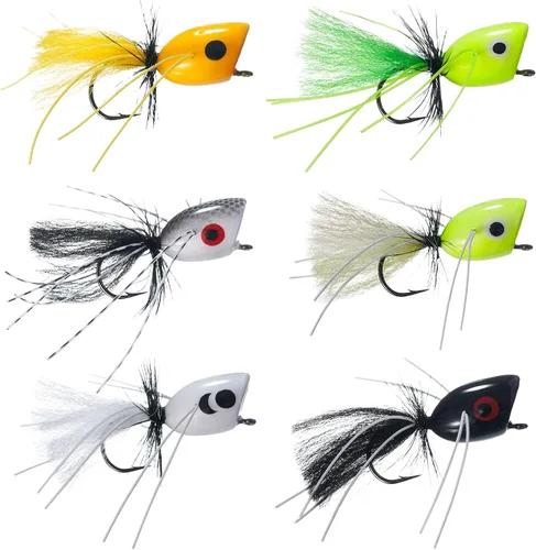 Vista 2 de BASSDASH Moscas Popper para pesca con mosca, lubina, perca, señuelos de pesca