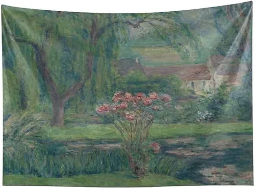Vista 7 de WIHVE Tapiz de pared con diseño de rosas Monet, para colgar en la pared, 60 x 40 pulgadas