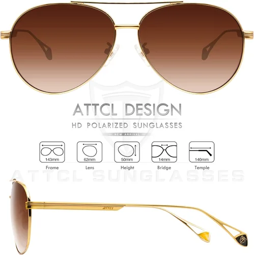 Vista 3 de ATTCL Gafas de sol polarizadas de conducción de moda para hombre, marco de metal con protección