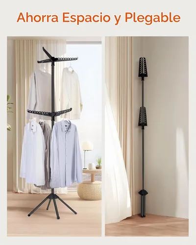 Vista 3 de CASAMAYA Tendedero plegable para ropa de 74.8 pulgadas, 2 niveles, con riel giratorio para 54 piezas de ropa, ahorro de espacio, interior, acero