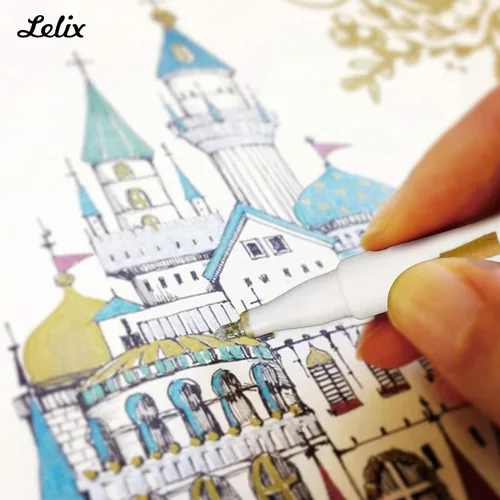 Vista 6 de Lelix Rotuladores metálicos de 24 colores, bolígrafos de pintura de punta fina para álbum de fotos de bricolaje, papel negro, fabricación