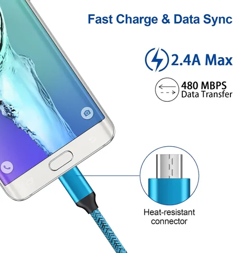 Vista 2 de Bloque de cubo de cargador de pared para teléfono Android con cable micro USB compatible con Moto E, G, G5 Plus/E5 Play E6 E4, Samsung Galaxy Note
