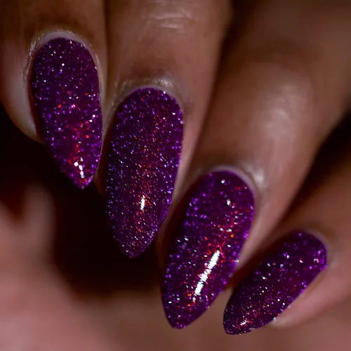 Vista 4 de Whats Up Nails - Plumingo Party Flash - Esmalte de uñas reflectante granate con dúocromo iridiscente brillante púrpura brillante barniz de esmalte