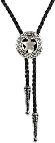 Vista 12 de BRBAM - Corbata de cuero estilo retro con diseño de vaquero occidental y estrella solitaria para hombre Estilo 3 - Bronce