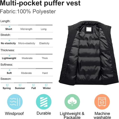 Vista 3 de Chrisuno Chaleco Acolchado para Mujer Casual con Cuello Levantado Chaleco Acolchado para Exteriores Chaleco de Esquí