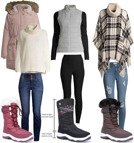 Vista 6 de Botas de nieve para mujer, doble invierno, impermeables, forradas con piel, cálidas, antideslizantes