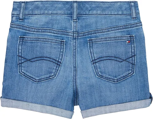 Vista 2 de Tommy Hilfiger Pantalones cortos de mezclilla para niñas con cierre de velcro