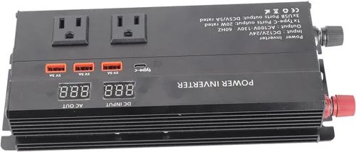 Vista 7 de para inversor 12v a 110v Gorgeri Metal 6000W DC 12V a AC 110V convertidor de coche USB adaptador de coche con pantalla LCD