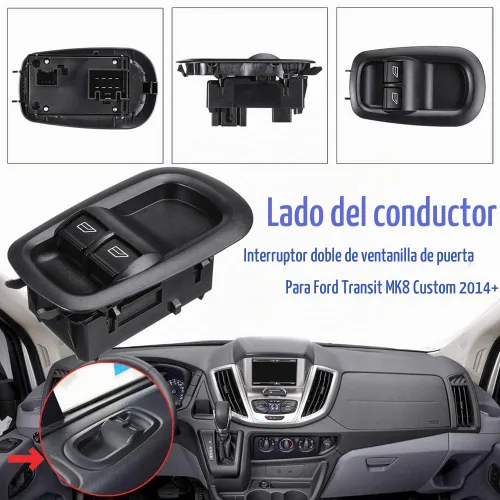 Vista 2 de Puerta lateral del conductor ventana doble con interruptor de luz, para Ford Transit MK8 Custom 2014 2015 2016 2017+ 2029885 1791339
