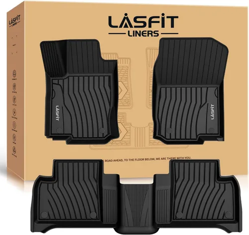 Vista 56 de LASFIT - Tapetes de suelo y maletero de auto, ajuste personalizado, de TPE, para todo tipo de clima, impermeable, juego completo, negros