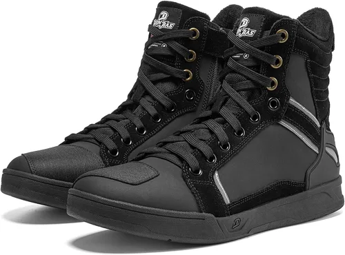 Vista 9 de BORLENI Botas de motocicleta para calle, zapatos de conducción antideslizantes, para senderismo al aire libre, trabajo, zapatos de trabajo