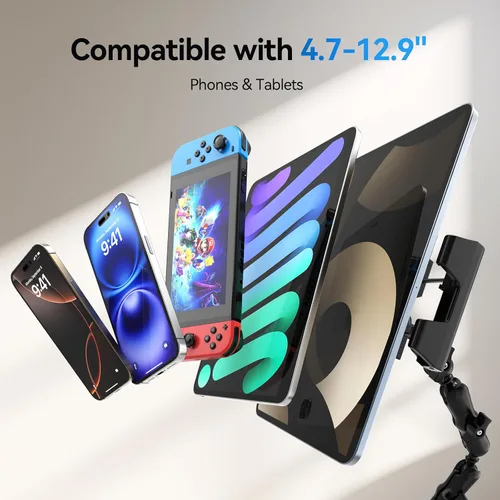 Vista 7 de OHLPRO Soporte de tableta con base de taladro resistente para coche y camión, soporte para tablero de instrumentos con brazo ajustable de 360 etapas