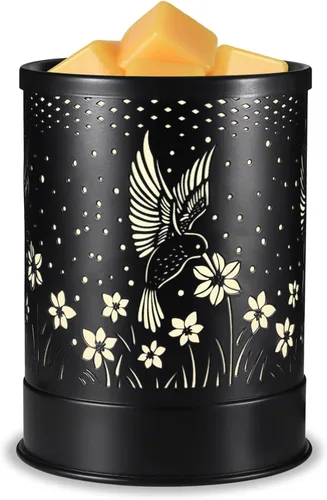 Vista 8 de Nawaza - Calentador de cera de metal 2 en 1, eléctrico, para velas aromáticas, derretido de cera y cubos de cera con luz LED, quemador de aceites