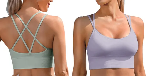 Vista 2 de Sykooria Paquete de 3 sujetadores deportivos con tiras para mujer, sexy, entrecruzados, para yoga, correr, atletismo, gimnasio, entrenamiento