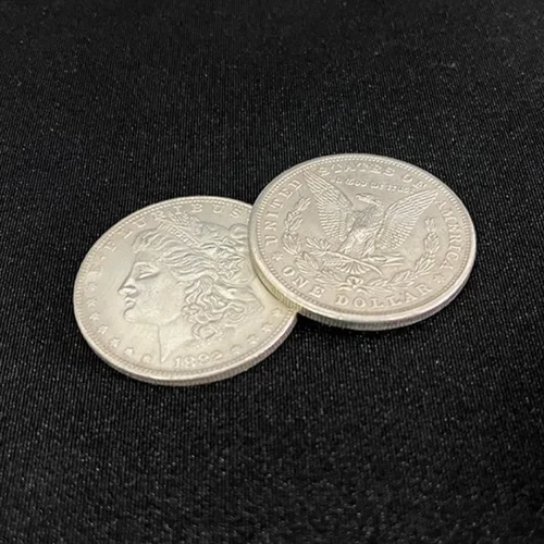 Vista 4 de blue-ther Cáscara expandida Cuproníquel Morgan Dollar (cabeza/cola) Trucos de magia Aparecen monedas desaparecer Magia Primer plano Street Gimmicks