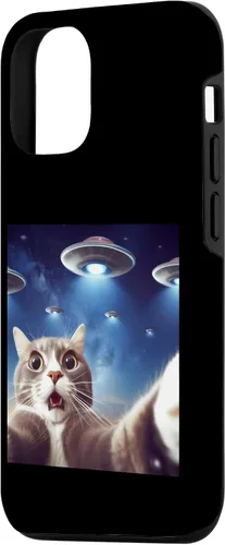 Vista 2 de Funda clásica para iPhone 15 con diseño de gato alienígena