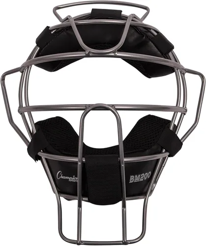 Vista 9 de Champion Sports Ultra Lightweight Umpire Face Mask – Baseball & Softball Umpire Equipment, Steel Frame, Leather Padding