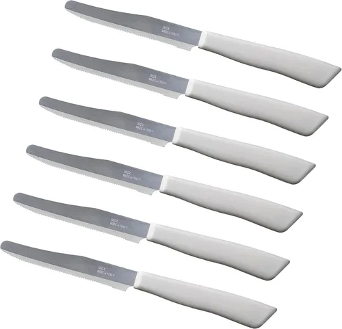 Vista 13 de Tredoni Juego de 6 cuchillos de cocina - Hoja dentada de 4.3", punta Celeste