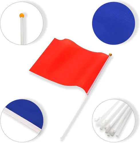 Vista 3 de Paquete de 50 banderas de color sólido, pequeñas banderas de mano pequeñas, juego de banderas blancas, negras, amarillas, naranjas, azules, moradas