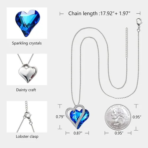 Vista 5 de Sumonyo Love Heart Pendant Necklaces for Women Crystals Jewelry Gifts for Women Her Girlfriend Mother's Wife Christmas Birthday Anniversary