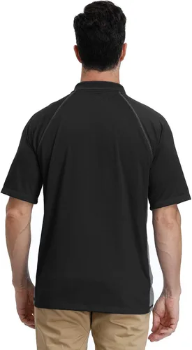 Vista 3 de Camiseta Polo de golf de alto rendimiento absorbentes de la humedad de manga corta para hombres con bloqueo lateral tallas grandes M-7XL