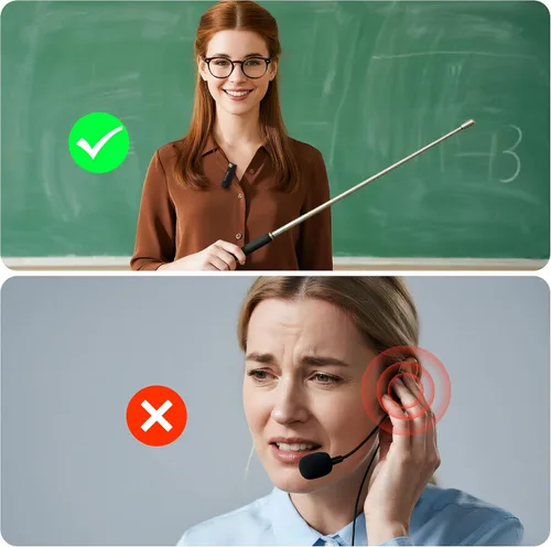 Vista 2 de Amplificador de voz inalámbrico con 2 micrófonos magnéticos Lavalier, carga y almacenamiento, amplificador de voz para profesores con altavoz