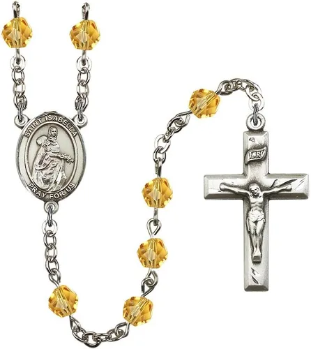 Vista 29 de Bonyak Jewelry Rosario chapado en plata de Santa Isabel de Portugal: cada mes de nacimiento color y más